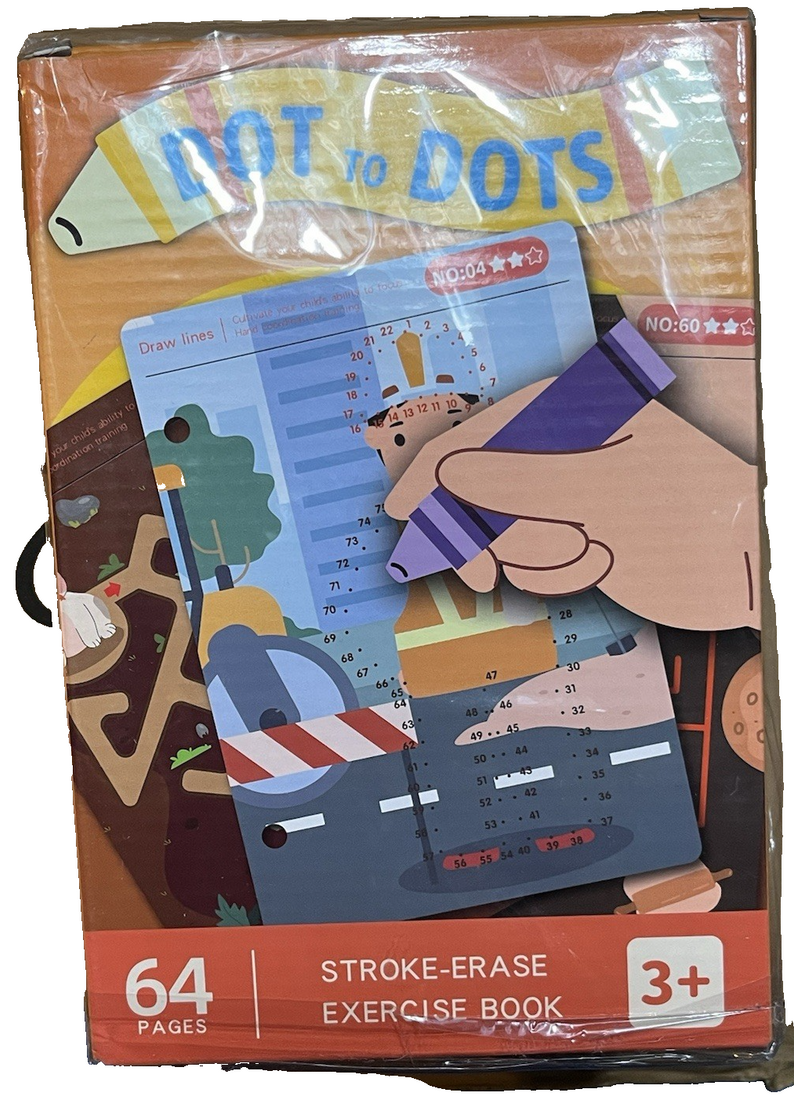 NeusWonder 2-pack kids activity books showing dot-to-dot and trace the line reusable dry-erase pages for ages 3+