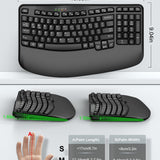 EDJO Wireless Ergonomic Wave Keyboard with Wrist Rest – Open Box — view 3 of 8