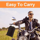 Black OPAMOO waterproof motorcycle cover draped over a full-size motorcycle outdoors, 96-inch universal fit heavy duty - view 5