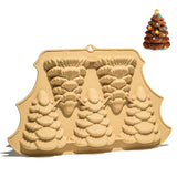 Brown food-grade silicone mold with 5 three-dimensional Christmas tree cavities for baking cakes muffins and ice cubes