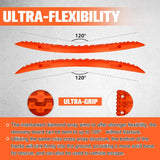 Pair of orange YATOINTO 4x4 off-road recovery traction boards with storage bag and nylon straps on white background - view 4