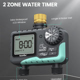 RAINPOINT blue 2-outlet hose sprinkler timer with digital display, 2-zone programmable water timer for garden irrigation - view 2