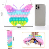 Ferenala multicolor butterfly wing fidget purse 8-inch girls shoulder bag with tactile sensory fidget components on exterior - view 3