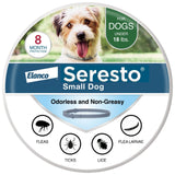 Seresto gray flea and tick collar for small dogs under 18 lbs in original sealed Elanco manufacturer packaging