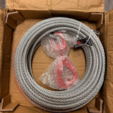 VEVOR galvanized steel winch cable 3/8 inch by 75 feet coiled with self-locking swivel hook and orange warning stripe - view 2
