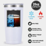 White 20oz Docik Chaos Coordinator insulated stainless steel tumbler with clear flip-top lid for women - view 3