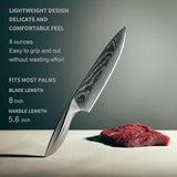 Zongchuan 8-inch Damascus chef knife with 67-layer forged steel blade and stainless steel handle beside gift box - view 6