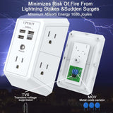 QINLIANF 5-Outlet Wall Surge Protector 4 USB Ports 1680 Joules Mountable – Open Box — view 6 of 7