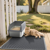 Grey Powools double-layer EVA cat litter mat 46x35 inches with honeycomb trapping surface and waterproof backing - view 7
