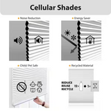 Gray Cloud cordless blackout single-cell cellular window shade 25.5 by 54 inches with white exterior backing mounted on window - view 3