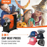 VEVOR F136 3-in-1 automatic hat heat press machine with three interchangeable platens and knob digital control panel - view 7
