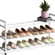 Bumusty 3-Tier Expandable Metal Shoe Rack – Adjustable 18–33 Inches, White