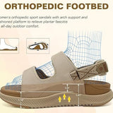 ONCAI beige women's orthopedic platform sandals with hook and loop ankle strap and cushioned arch support footbed - view 4
