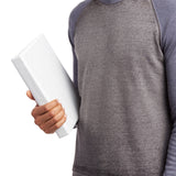 Four white AmazonBasics 1-inch 3-ring binders with clear overlay covers and interior pockets, shown in original packaging - view 6