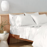 Two white king-size sateen pillowcases folded neatly, Amazon Aware 300TC organic cotton king pillowcase set - view 2