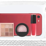 Clear PVC crossbody bag with silver metal chain strap, zippered closure, compact rectangle shape for stadium events