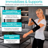 VIVE black neoprene elbow splint brace with dual aluminum supports and three adjustable straps for cubital tunnel relief - view 4