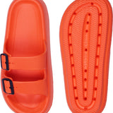 Weweya orange women's flat slide sandals with double buckle straps and pillow-soft EVA footbed, size 5-6 - view 7