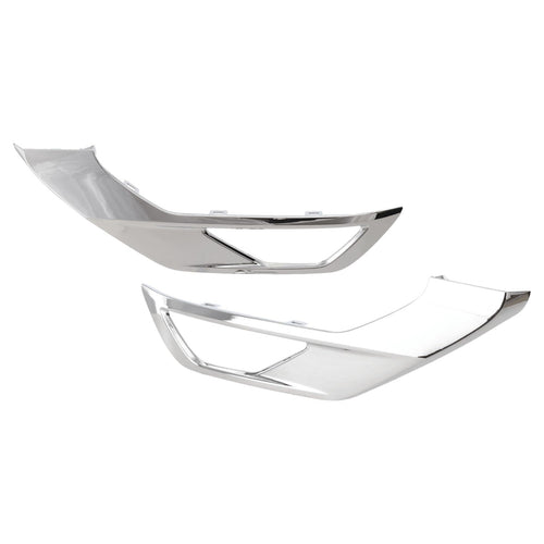 Chrome front bumper lower trim molding set left and right pieces for 2022-2024 Mitsubishi Outlander SE SEL with fog light cutouts