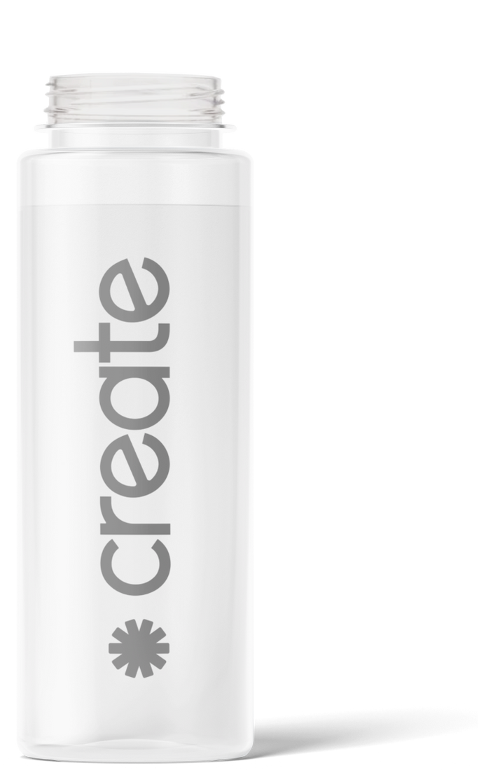 Create 32oz clear BPA-free plastic reusable water bottle with flip lock lid for gym and sports use
