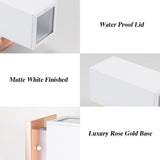 Cerdeco 9-inch outdoor wall sconce with rose gold metal base and white glass shade mounted on exterior wall - view 2