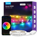 Govee H618C RGBIC 32.8ft LED strip lights displaying multiple colors simultaneously along a wall or room edge