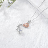 925 Sterling Silver Rose Moon Pendant Necklace with Garnet Heart – 18" Chain — view 6 of 6