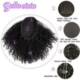 viviaBella 10 inch afro kinky curly drawstring ponytail hair extension in natural black with two claw clips - view 3