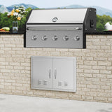 VEVOR stainless steel 30x21 inch flush mount BBQ access door with louvered vents and ergonomic handles for outdoor kitchen - view 2