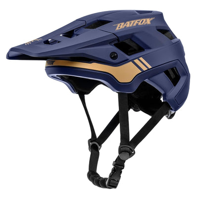 BATFOX LA303 blue mountain bike helmet size large with visor and 18 ventilation holes, polycarbonate shell