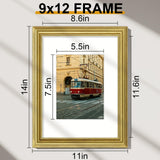 Vittanly 9x12 Picture Frames Set of 2 – Rustic Gold with White Mats — view 2 of 7