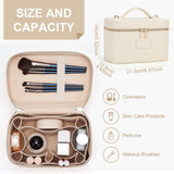 HiTotes Beige Leather Travel Makeup Bag with Removable Divider & Zipper — view 3 of 7