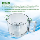 Transparent 7-cup plastic food processor work bowl with 2-tab locking rim, compatible with Cuisinart DLC-10 models - view 3