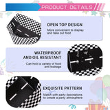 50 black and white checkered racing car paper food trays fanned out showing nacho and popcorn serving size - view 4