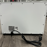 VEVOR RTD-23A white 23L hot towel warmer cabinet with UV sanitizing light open door showing interior racks - view 4