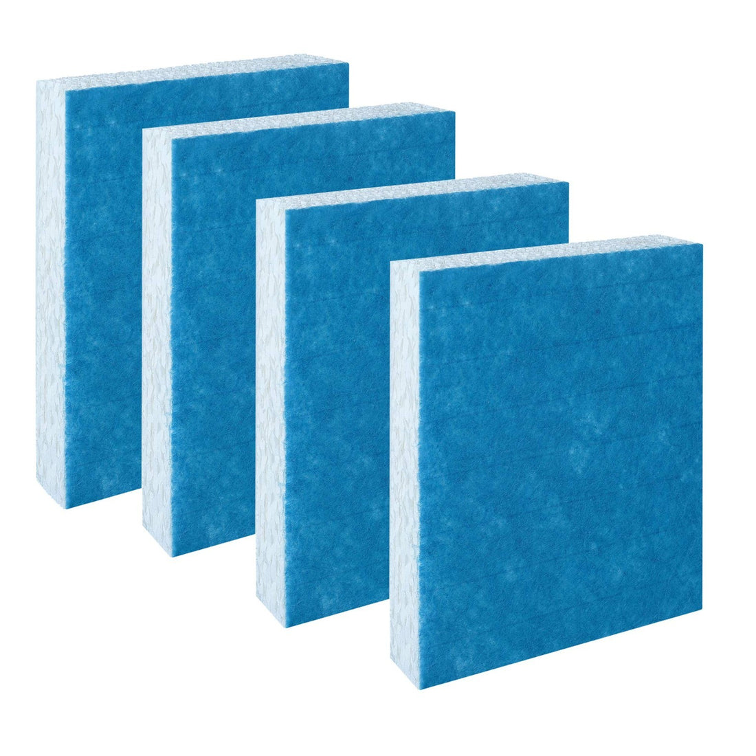 Four blue diamond-grid wicking humidifier filters for Honeywell HFT600 HEV615 HEV620, individually packaged