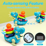 Popsunny multicolor dinosaur musical crawling toy with stackable rings, rattle, and teether for babies 6–12 months - view 4