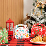 24 assorted 3D cardboard Christmas gift boxes featuring Santa, reindeer, tree, and bell designs in red, green, and white - view 2