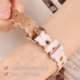 Cagos slim pink micro fiber leather Apple Watch band with wave boho pattern, shown on 38mm 40mm 41mm watch - view 3