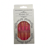 24-piece KXAMELIE long coffin ballerina press-on nails with pink French tip and nude acrylic finish displayed on hand