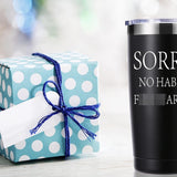 Black 20oz stainless steel travel mug tumbler with funny sarcastic print, BPA-free lid, by Momocici - view 2
