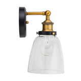 Linea Di Liara Fiorentino matte black and antique brass wall sconce with clear glass shade and LED filament bulb - view 4
