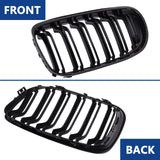 Pair of gloss black double-slat kidney grilles for 2009-2011 BMW E90 E91, ABS plastic aftermarket replacement set - view 6