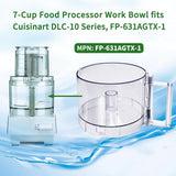 Transparent 7-cup plastic food processor work bowl with 2-tab locking rim, compatible with Cuisinart DLC-10 models - view 4