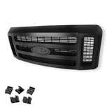 Matte black ABS front upper grille for 2008-2010 Ford F-250 F-350 F-450 Lariat Super Duty, part 7C3Z-8200-BA - view 6
