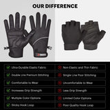 DMoose Fitness black and silver workout gloves with wrist wrap support and palm padding, size medium, for weightlifting - view 4
