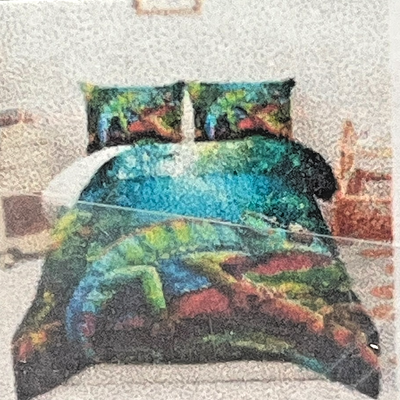 AILONEN 3-piece twin comforter set with colorful 3D chameleon and tropical rainforest print, including two matching pillowcases