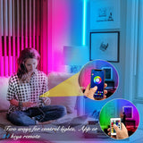 DAYBETTER 100ft RGB LED strip lights kit with remote control showing multicolor lighting installed in bedroom - view 3