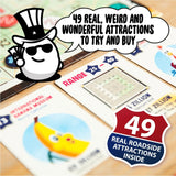 Big Potato Zillionaires Road Trip USA board game box with wooden gavel, property cards and money notes for 2-5 players - view 5