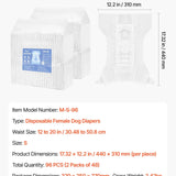 VEVOR white disposable female dog diapers size small 96-count pack with wetness indicator and tail-hole design - view 2